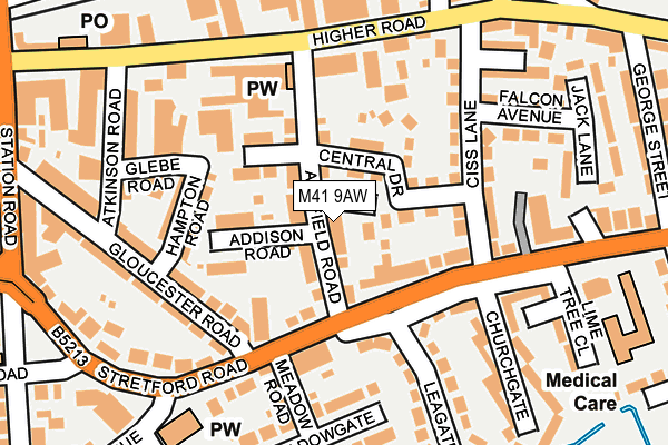 M41 9AW map - OS OpenMap – Local (Ordnance Survey)