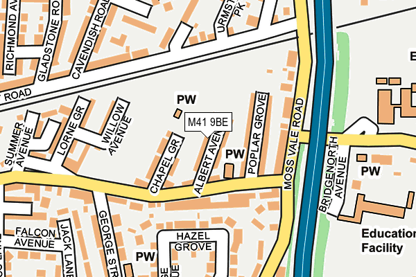 M41 9BE map - OS OpenMap – Local (Ordnance Survey)