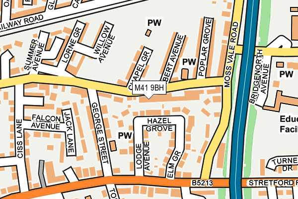 M41 9BH map - OS OpenMap – Local (Ordnance Survey)