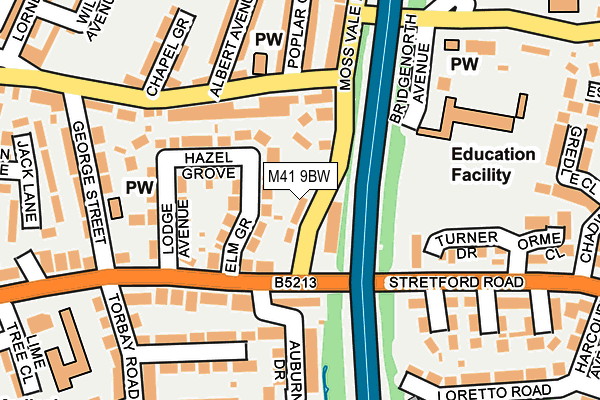 M41 9BW map - OS OpenMap – Local (Ordnance Survey)