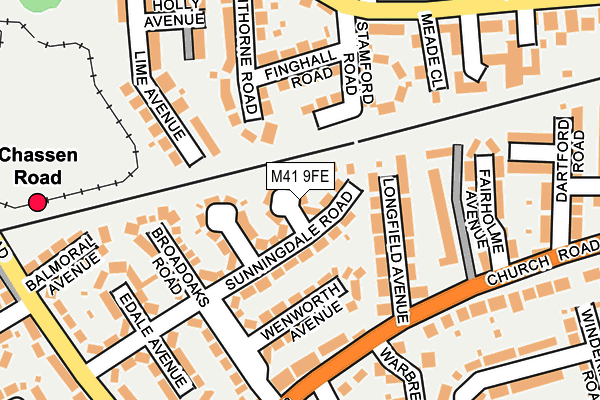 M41 9FE map - OS OpenMap – Local (Ordnance Survey)