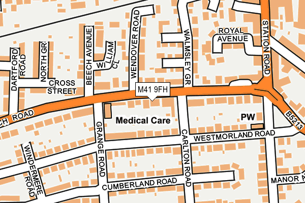 M41 9FH map - OS OpenMap – Local (Ordnance Survey)