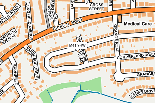 M41 9HW map - OS OpenMap – Local (Ordnance Survey)