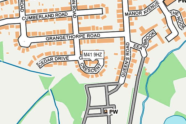 M41 9HZ map - OS OpenMap – Local (Ordnance Survey)