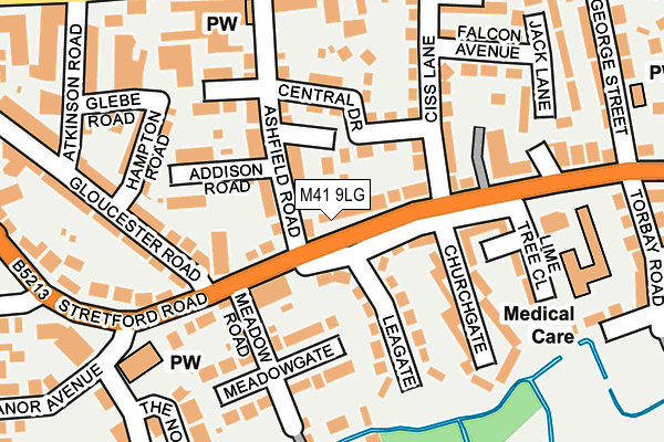 M41 9LG map - OS OpenMap – Local (Ordnance Survey)