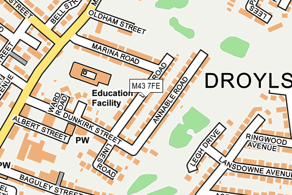 M43 7FE map - OS OpenMap – Local (Ordnance Survey)