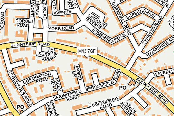 M43 7GF map - OS OpenMap – Local (Ordnance Survey)