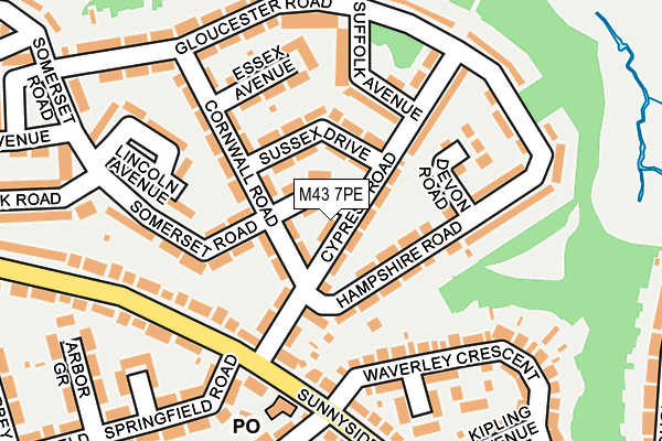M43 7PE map - OS OpenMap – Local (Ordnance Survey)