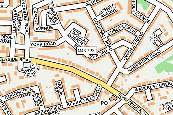M43 7PX map - OS OpenMap – Local (Ordnance Survey)