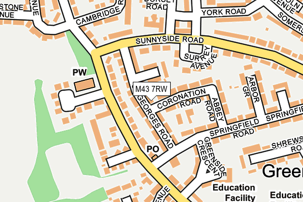 M43 7RW map - OS OpenMap – Local (Ordnance Survey)