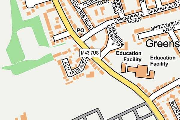 M43 7US map - OS OpenMap – Local (Ordnance Survey)