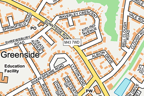 M43 7WD map - OS OpenMap – Local (Ordnance Survey)