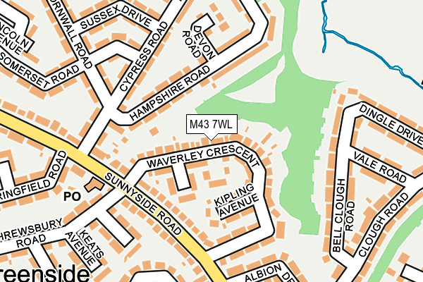 M43 7WL map - OS OpenMap – Local (Ordnance Survey)