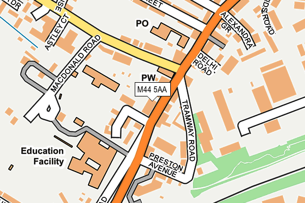 M44 5AA map - OS OpenMap – Local (Ordnance Survey)