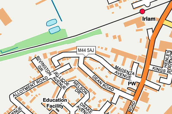 M44 5AJ map - OS OpenMap – Local (Ordnance Survey)