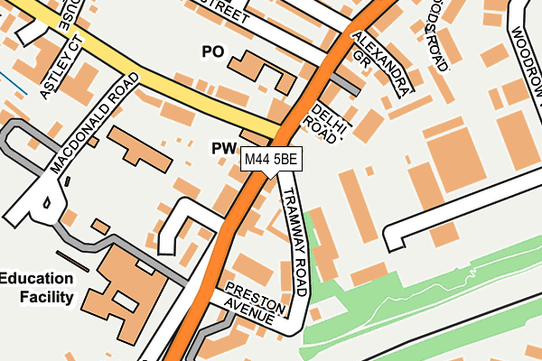 M44 5BE map - OS OpenMap – Local (Ordnance Survey)