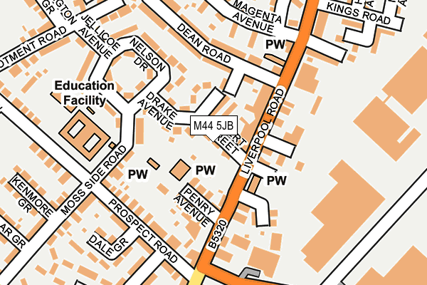 M44 5JB map - OS OpenMap – Local (Ordnance Survey)