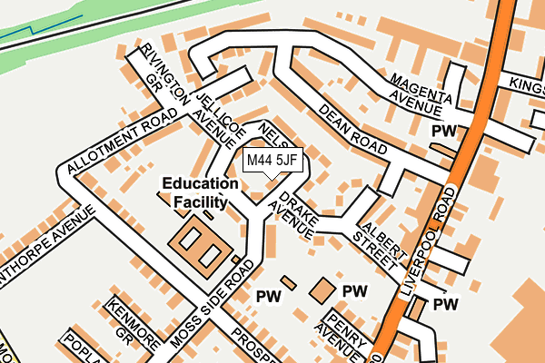 M44 5JF map - OS OpenMap – Local (Ordnance Survey)