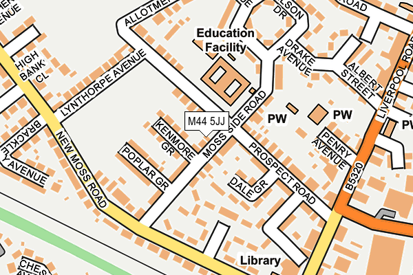 M44 5JJ map - OS OpenMap – Local (Ordnance Survey)