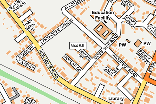 M44 5JL map - OS OpenMap – Local (Ordnance Survey)