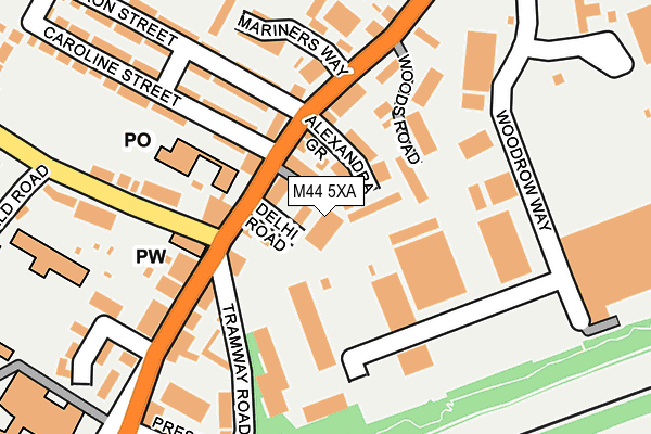 M44 5XA map - OS OpenMap – Local (Ordnance Survey)