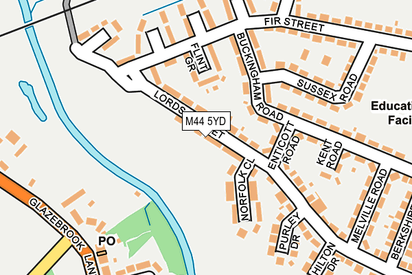 M44 5YD map - OS OpenMap – Local (Ordnance Survey)