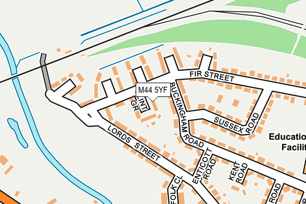M44 5YF map - OS OpenMap – Local (Ordnance Survey)