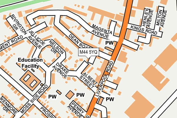 M44 5YQ map - OS OpenMap – Local (Ordnance Survey)