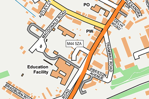 M44 5ZA map - OS OpenMap – Local (Ordnance Survey)