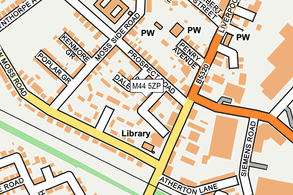 M44 5ZP map - OS OpenMap – Local (Ordnance Survey)