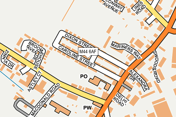 M44 6AF map - OS OpenMap – Local (Ordnance Survey)