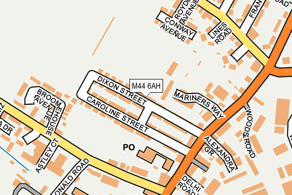 M44 6AH map - OS OpenMap – Local (Ordnance Survey)