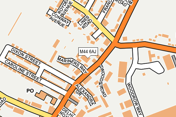 M44 6AJ map - OS OpenMap – Local (Ordnance Survey)