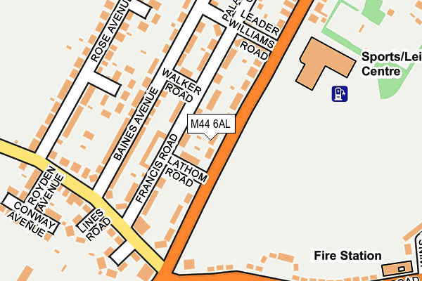 M44 6AL map - OS OpenMap – Local (Ordnance Survey)