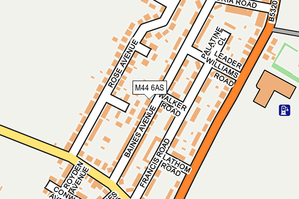 M44 6AS map - OS OpenMap – Local (Ordnance Survey)