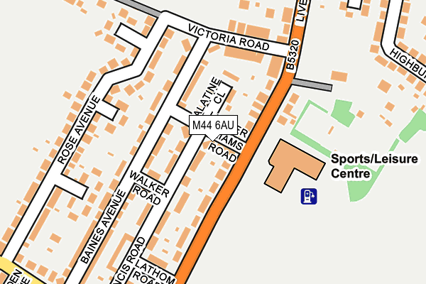 M44 6AU map - OS OpenMap – Local (Ordnance Survey)