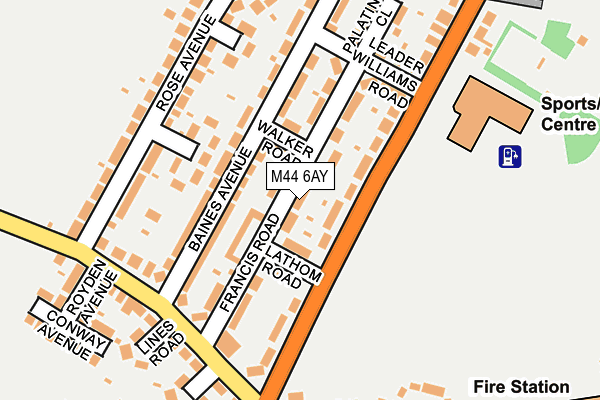 M44 6AY map - OS OpenMap – Local (Ordnance Survey)