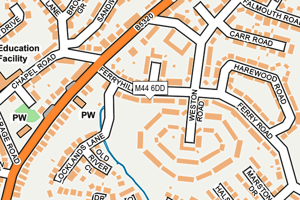 M44 6DD map - OS OpenMap – Local (Ordnance Survey)