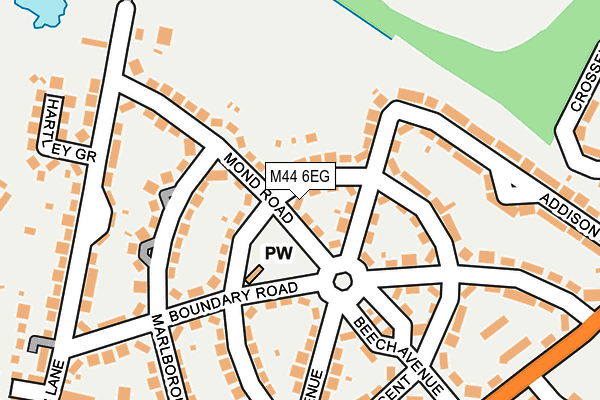 M44 6EG map - OS OpenMap – Local (Ordnance Survey)