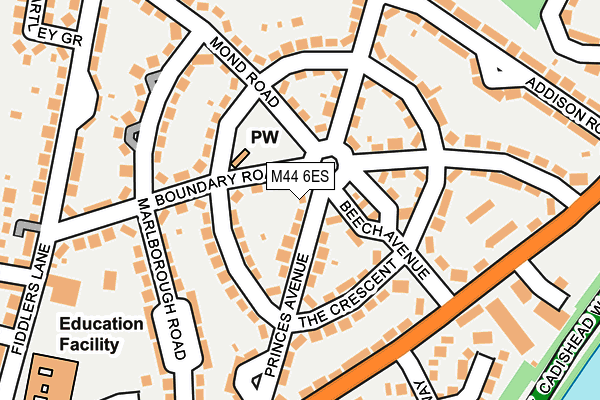 M44 6ES map - OS OpenMap – Local (Ordnance Survey)