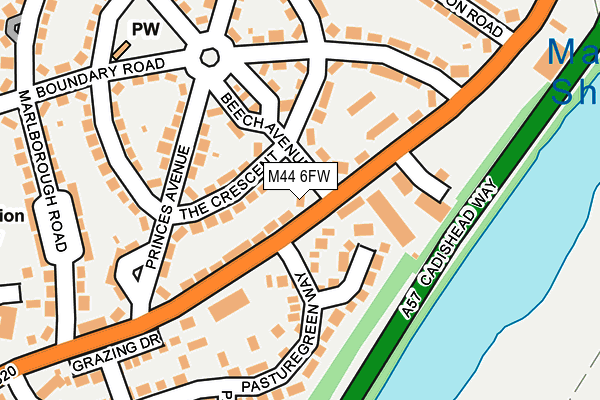 M44 6FW map - OS OpenMap – Local (Ordnance Survey)