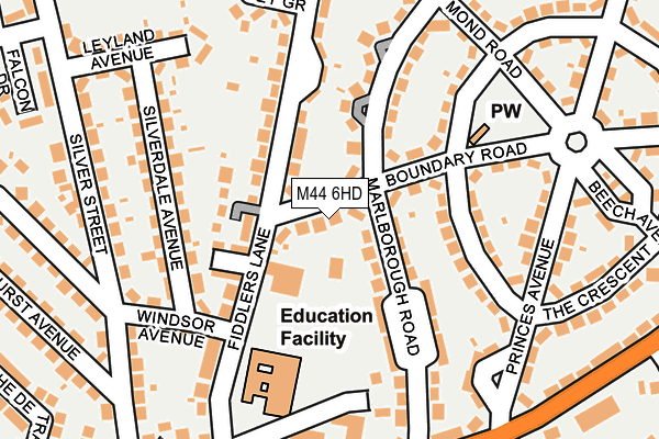 M44 6HD map - OS OpenMap – Local (Ordnance Survey)