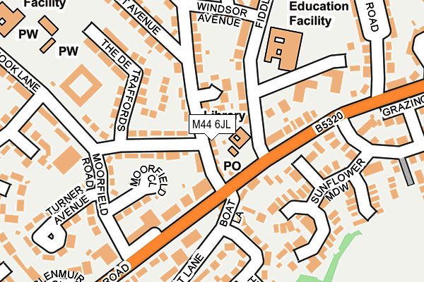 M44 6JL map - OS OpenMap – Local (Ordnance Survey)