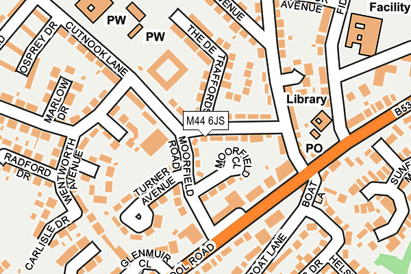 M44 6JS map - OS OpenMap – Local (Ordnance Survey)