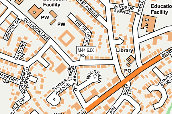 M44 6JX map - OS OpenMap – Local (Ordnance Survey)