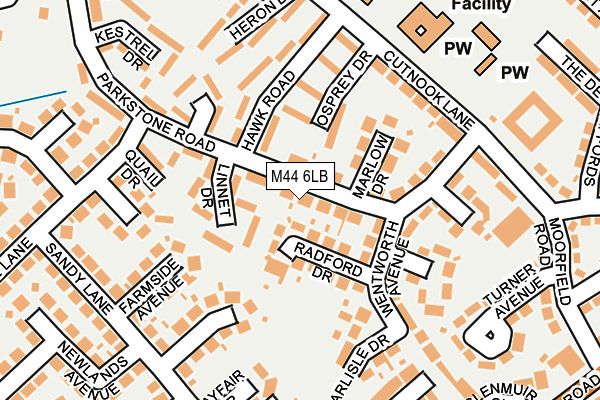 M44 6LB map - OS OpenMap – Local (Ordnance Survey)