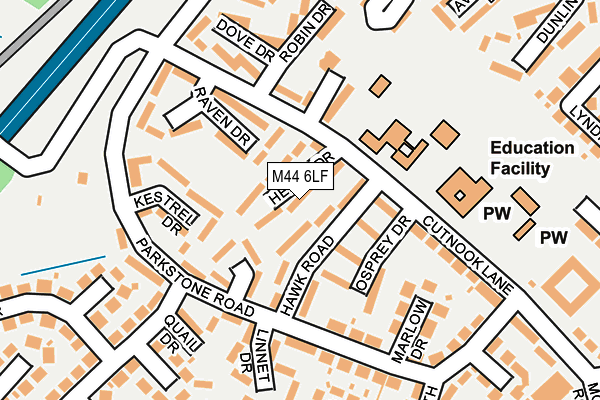 M44 6LF map - OS OpenMap – Local (Ordnance Survey)