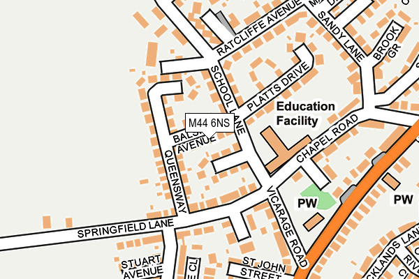 M44 6NS map - OS OpenMap – Local (Ordnance Survey)