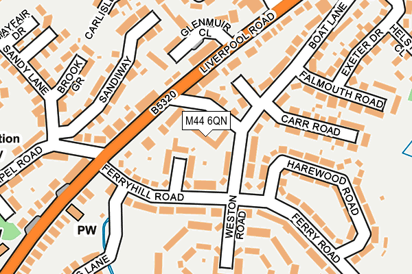 M44 6QN map - OS OpenMap – Local (Ordnance Survey)