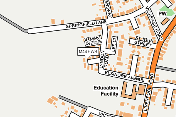 M44 6WS map - OS OpenMap – Local (Ordnance Survey)